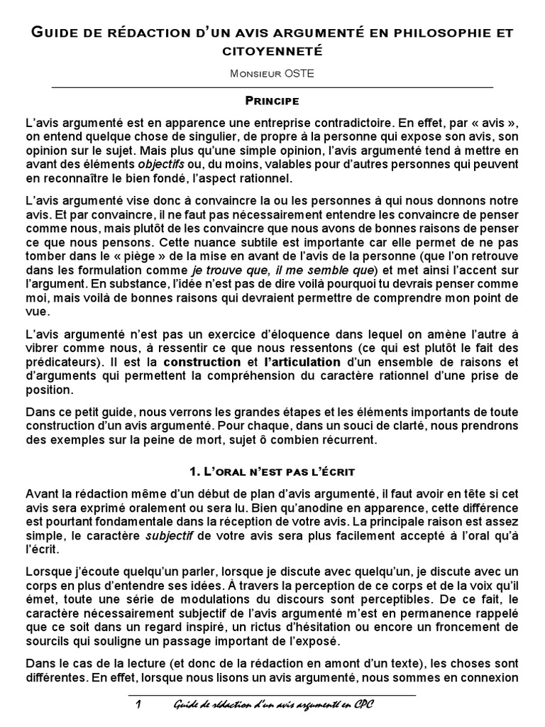 Rédiger un avis argumenté en philosophie | PDF | Peine capitale | Justice