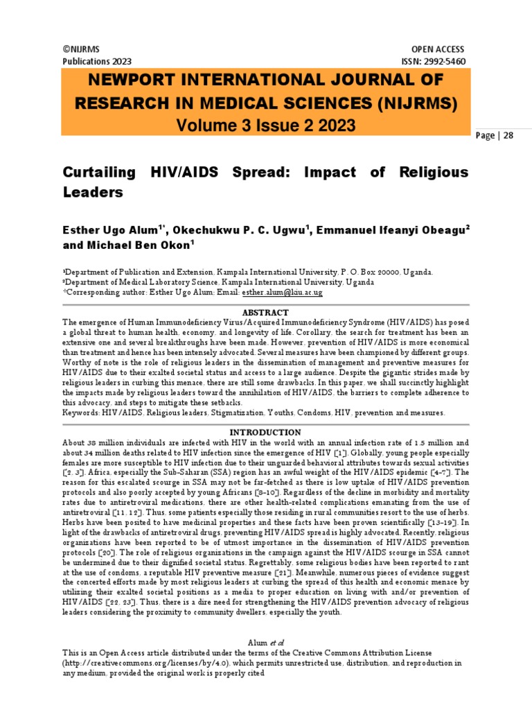 Impact of Religious Leaders on HIV/AIDS | PDF | Hiv/Aids | Prevention ...