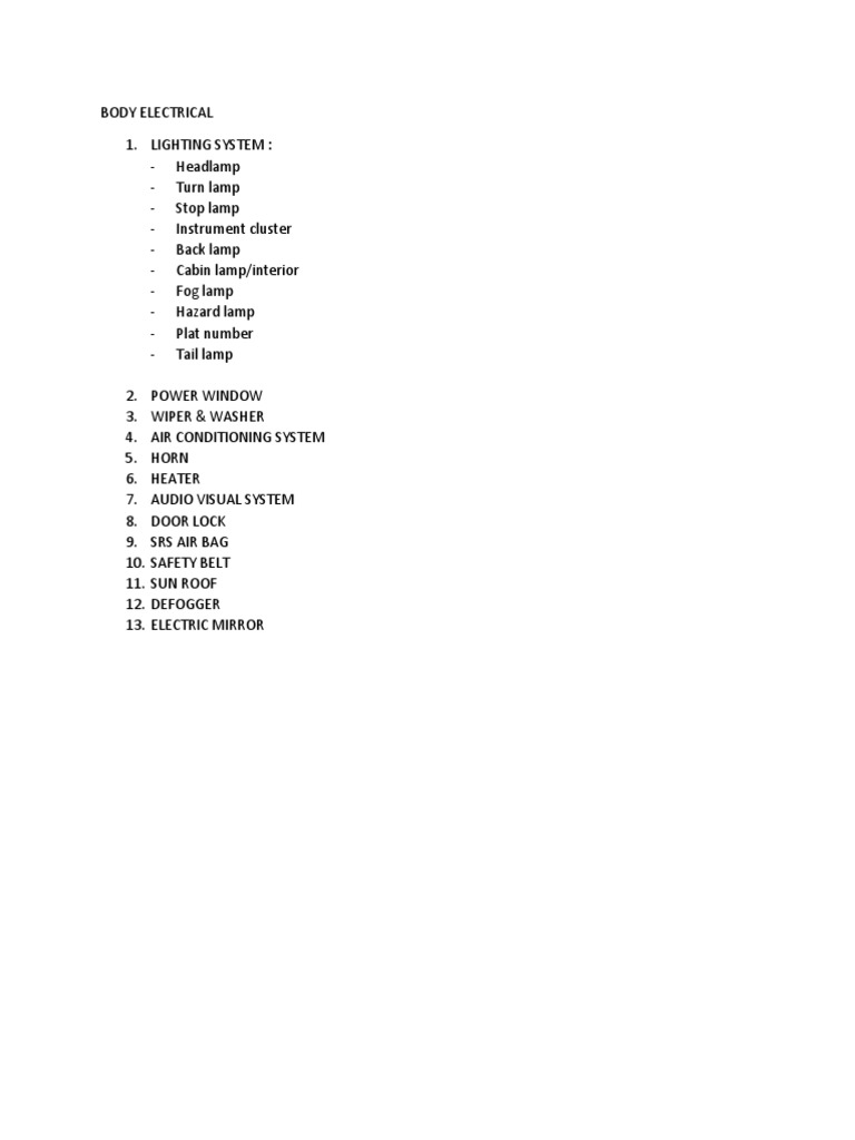 Body Electrical | PDF