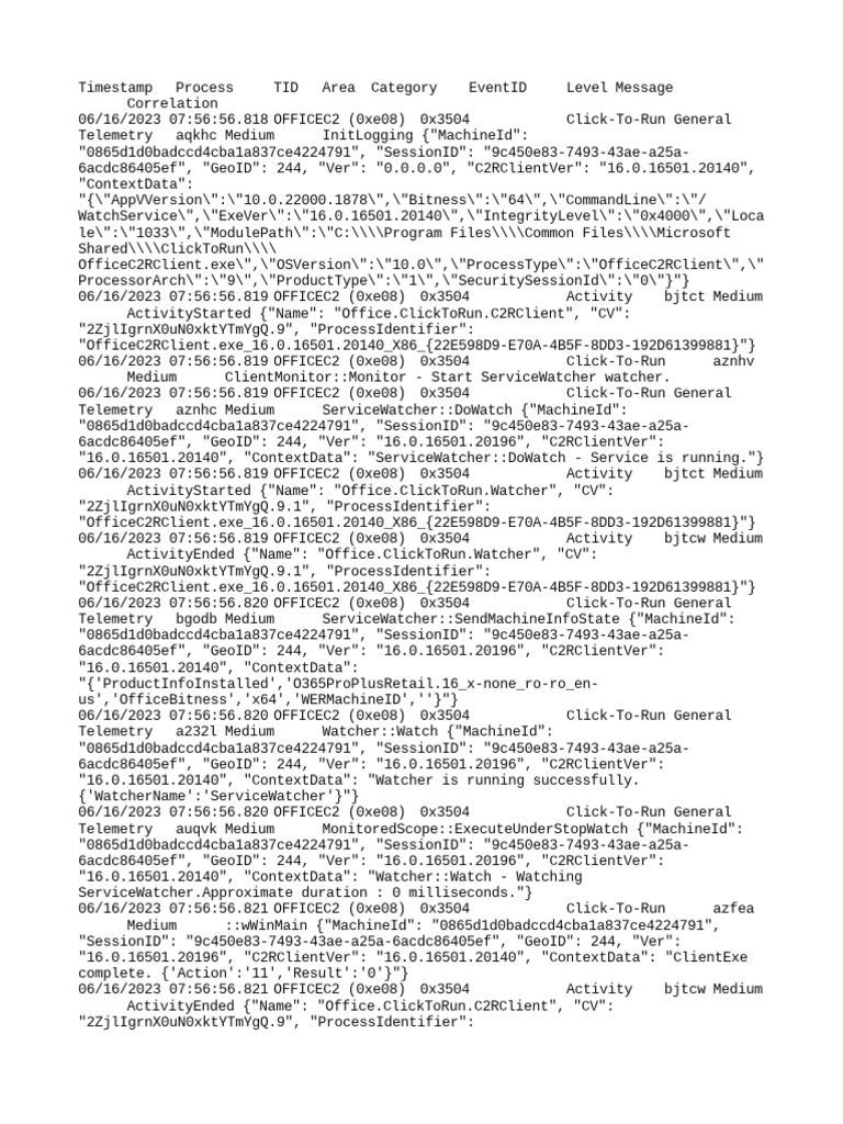 Click-to-Run Service Monitoring Log | PDF | System Software | Computing