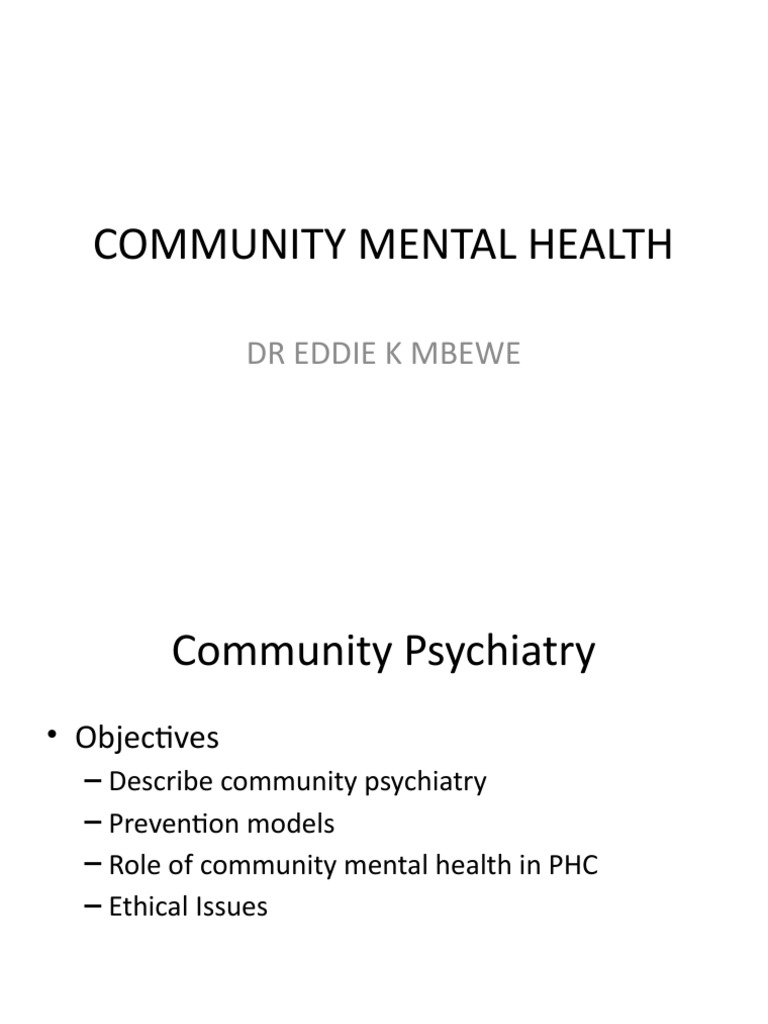 Community Mental Health | PDF | Career & Growth | Self-Improvement