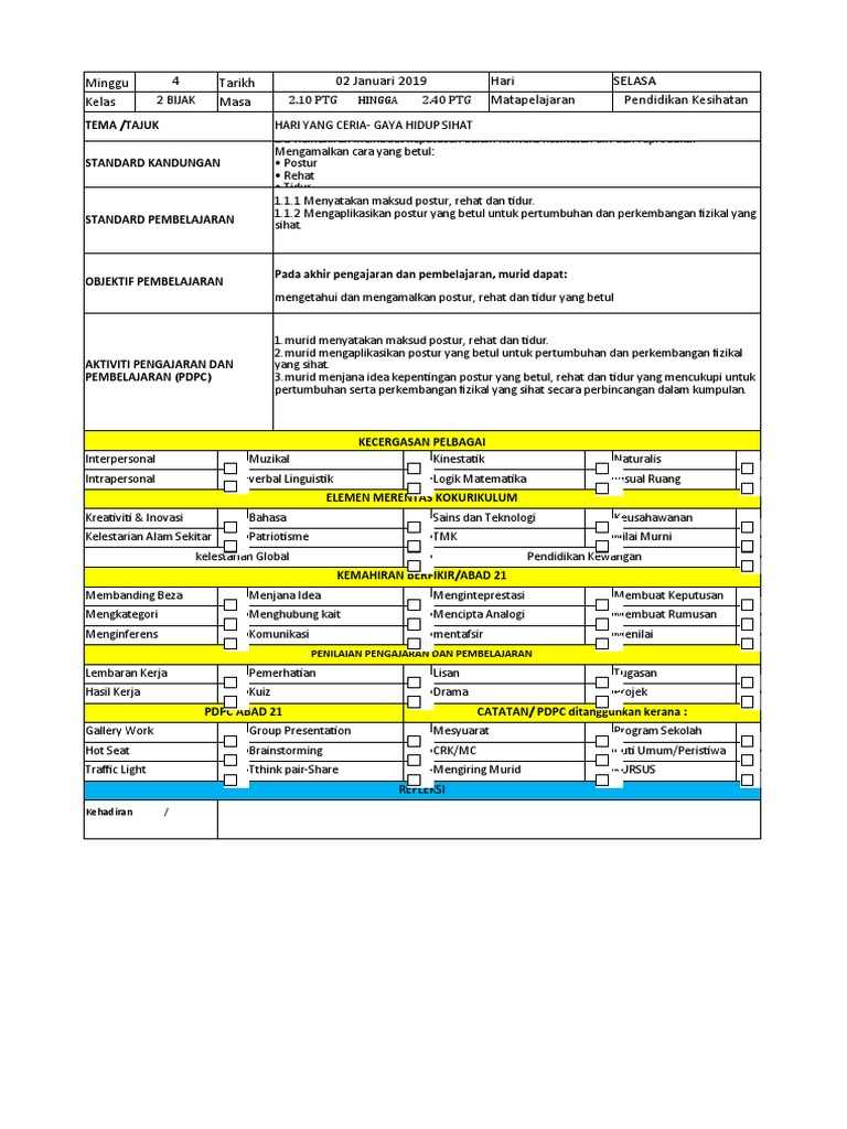 RPH PK Tahun 2 | PDF