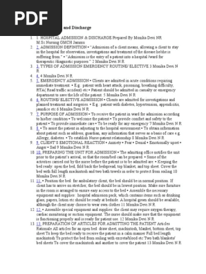 Hospital Admission and Discharge