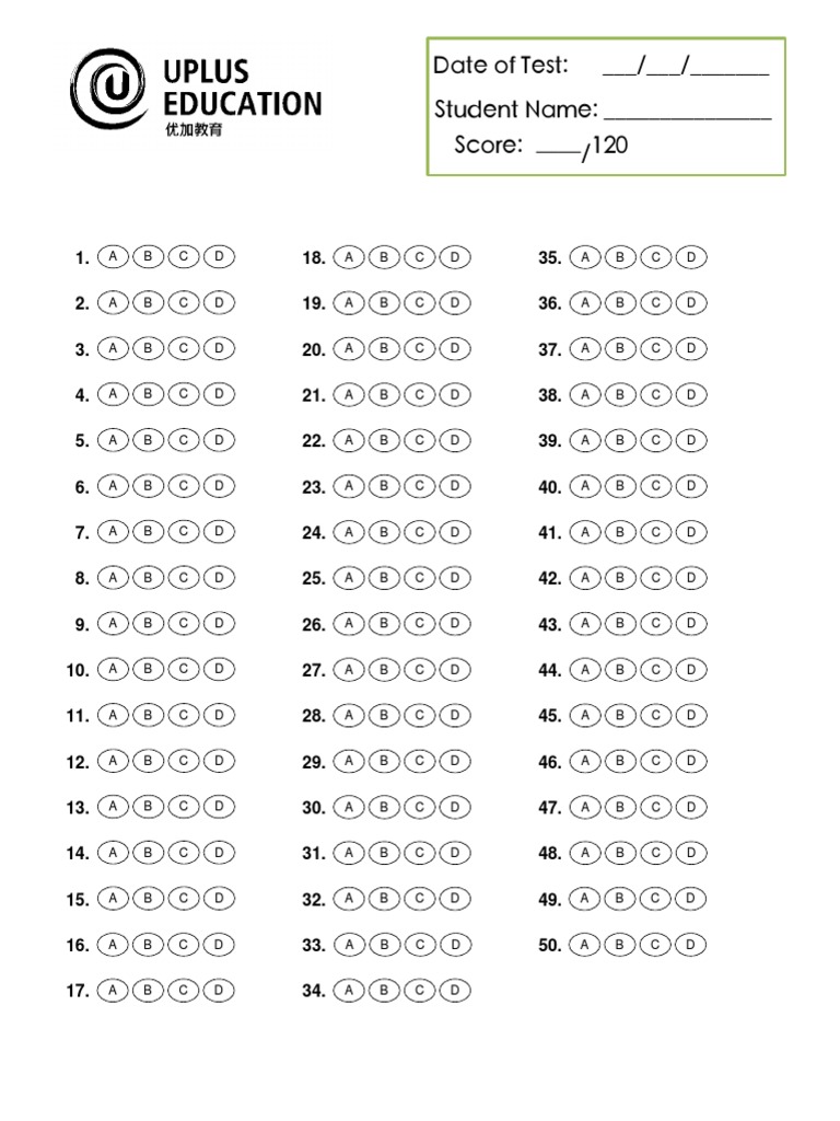 Bubble Sheet PDF Bubble Sheet PDF