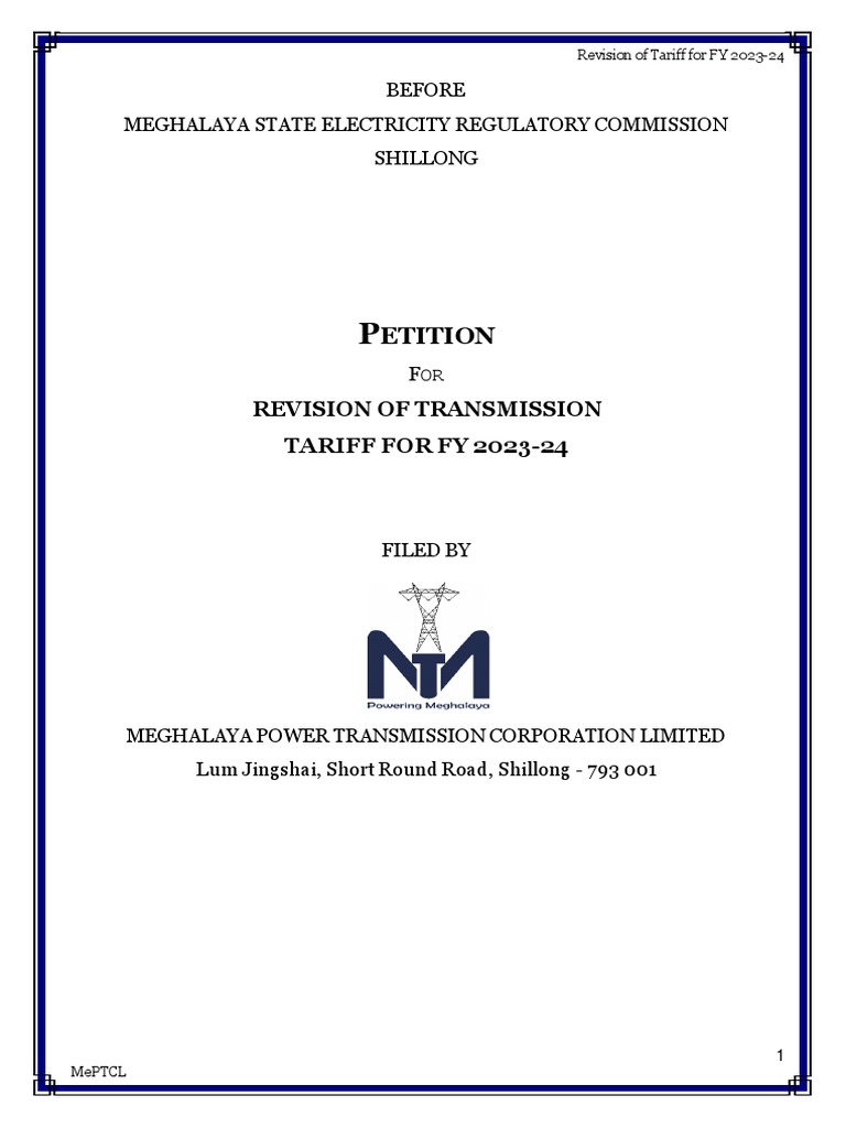 MePTCL Tariff Revision Petition FY 2023-24 | PDF | Expense | Public Utility