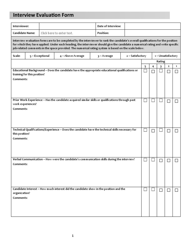 Interview Evaluation Form Template | PDF | Skill | Communication