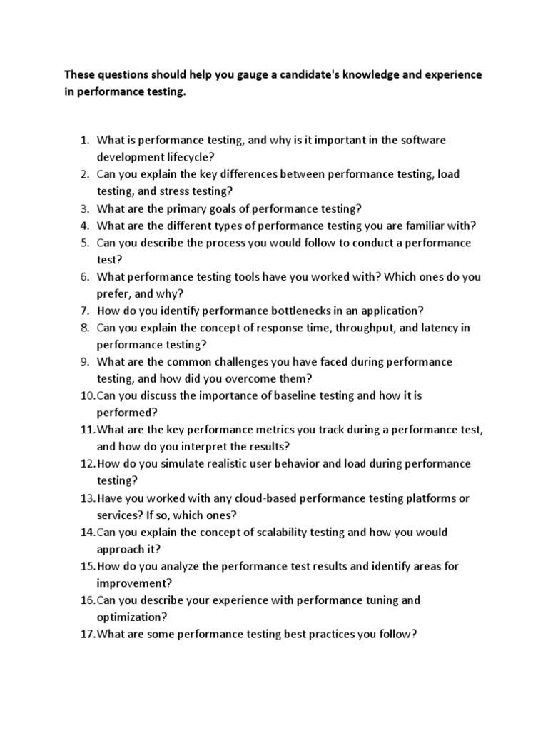 Senior Performance Testing Interview Questions PDF