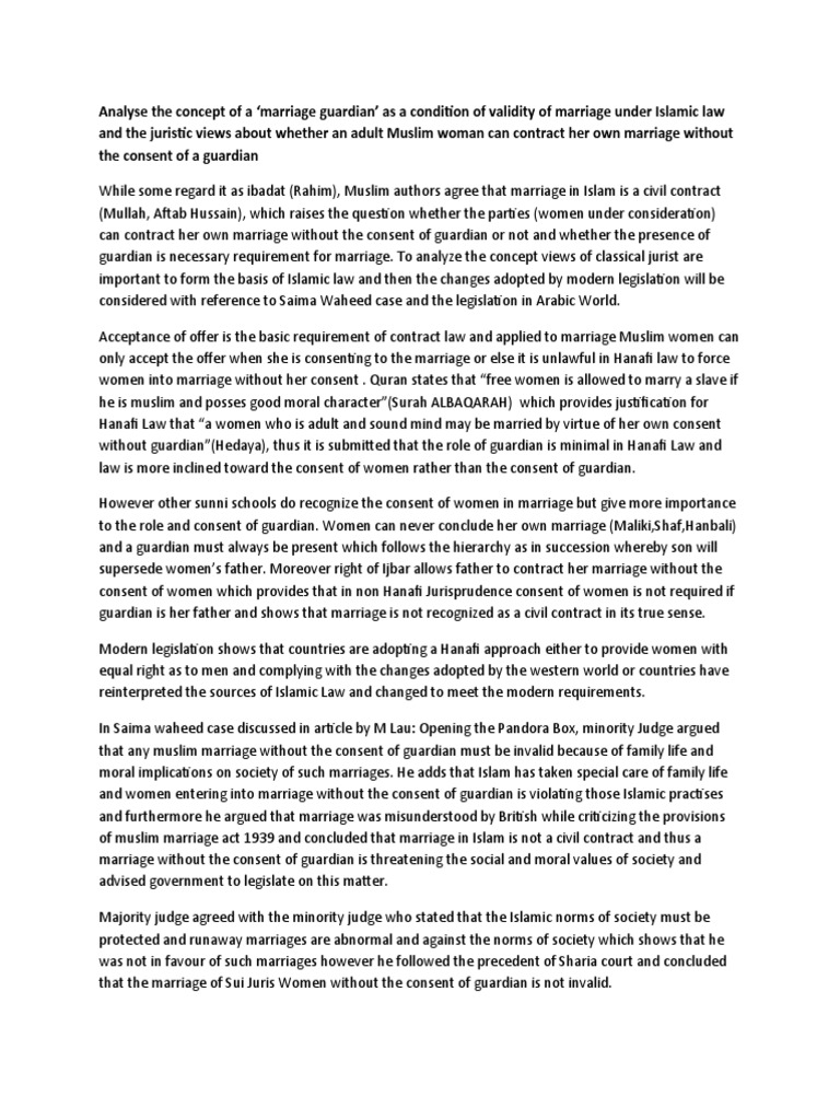 iSLAMIC LAW Marriage Question | PDF | Sharia | Marriage