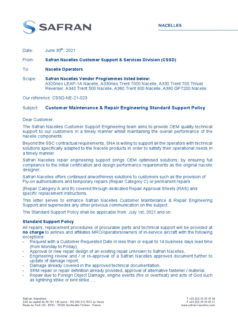 CSSD-NE-21-023 - Customer Maintenance & Repair Engineering Standard ...