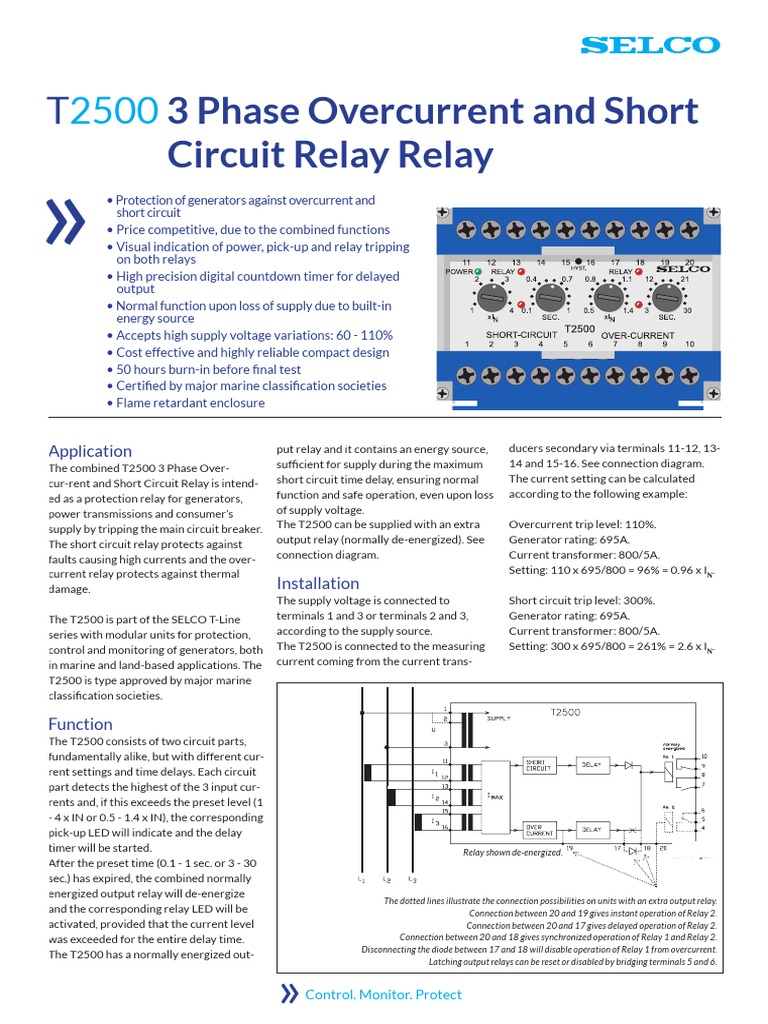 T2500 Relay: Overcurrent Protection Guide | PDF | Relay | Computer ...