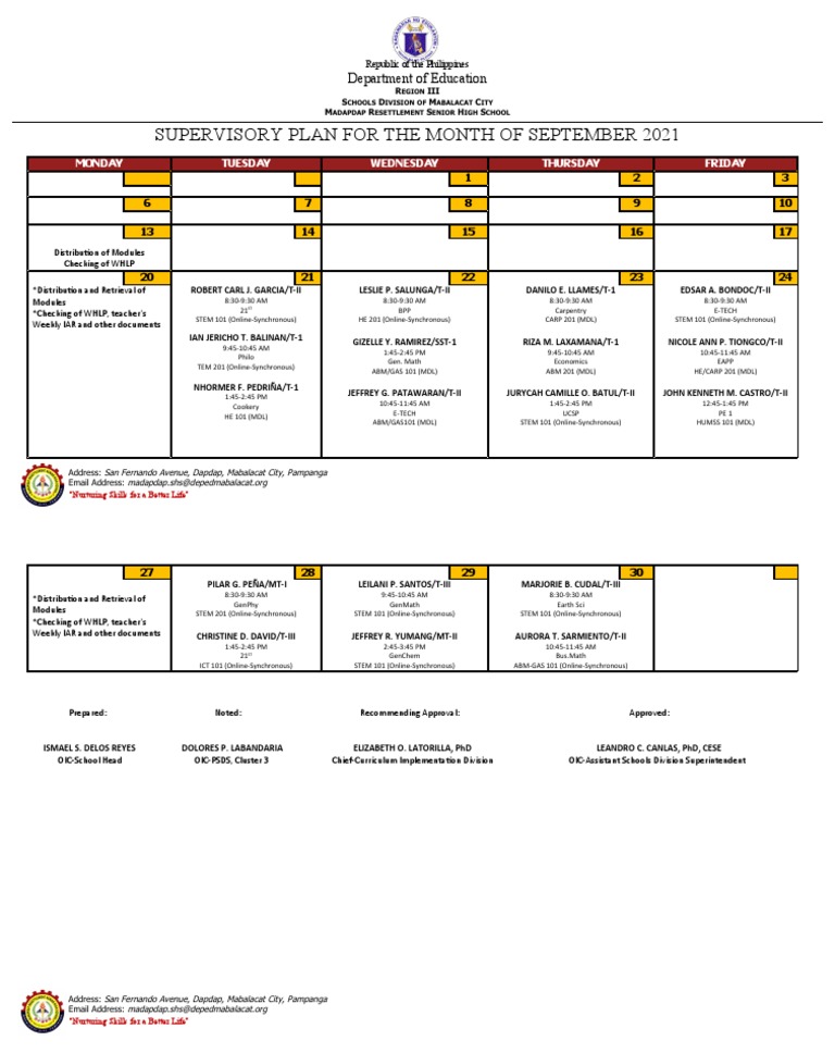 September 2021 Supervisory Plan | PDF