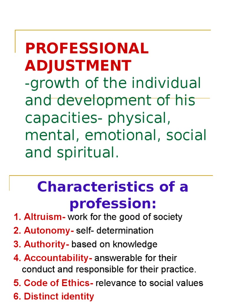 Professional Adjustment PDF