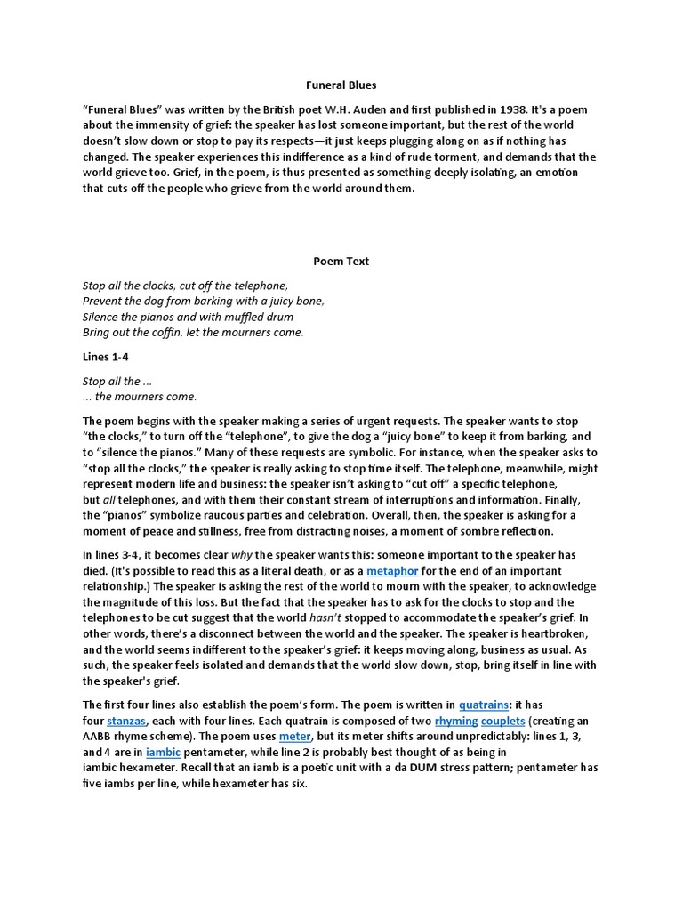 Funeral Blues PDF