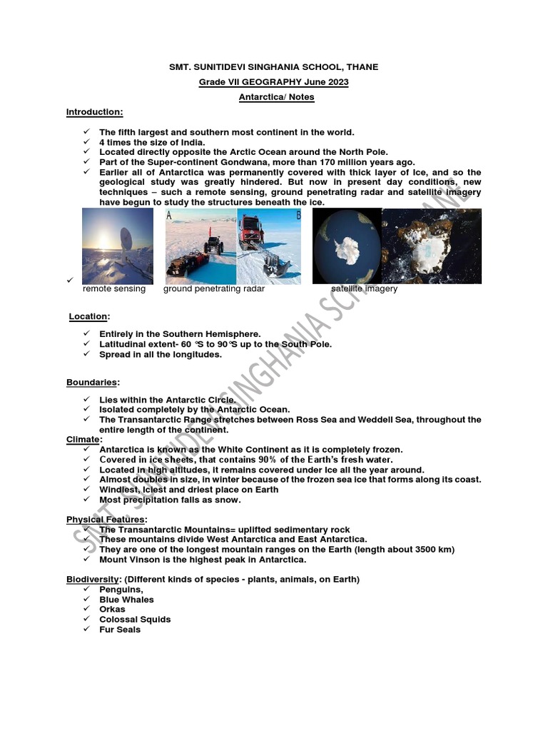 +STD 7+ Antarctica+Notes+ | PDF | Antarctica | Earth Sciences