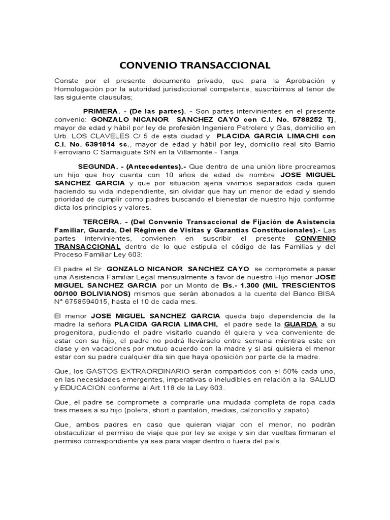 Acuerdo Transaccional | PDF