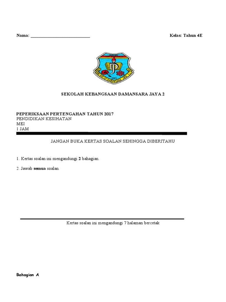 PKBS 1 Pendidikan Kesihatan Tahun 4 | PDF