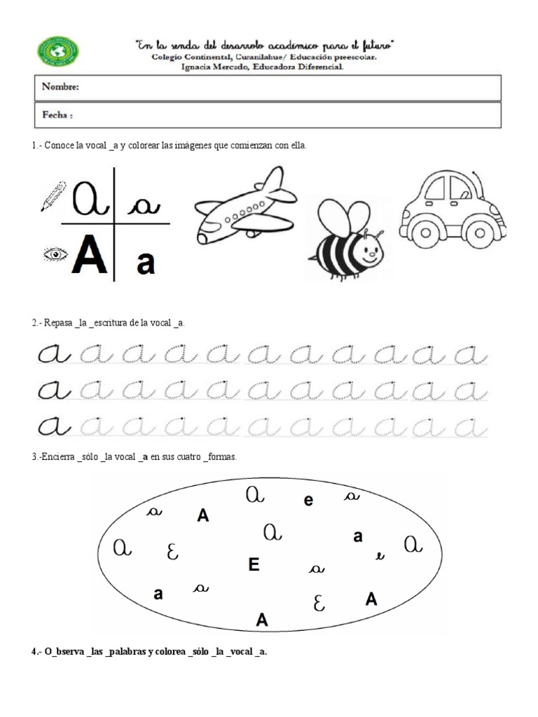 Actividades para aprender las vocales | PDF | Artes del Lenguaje y ...