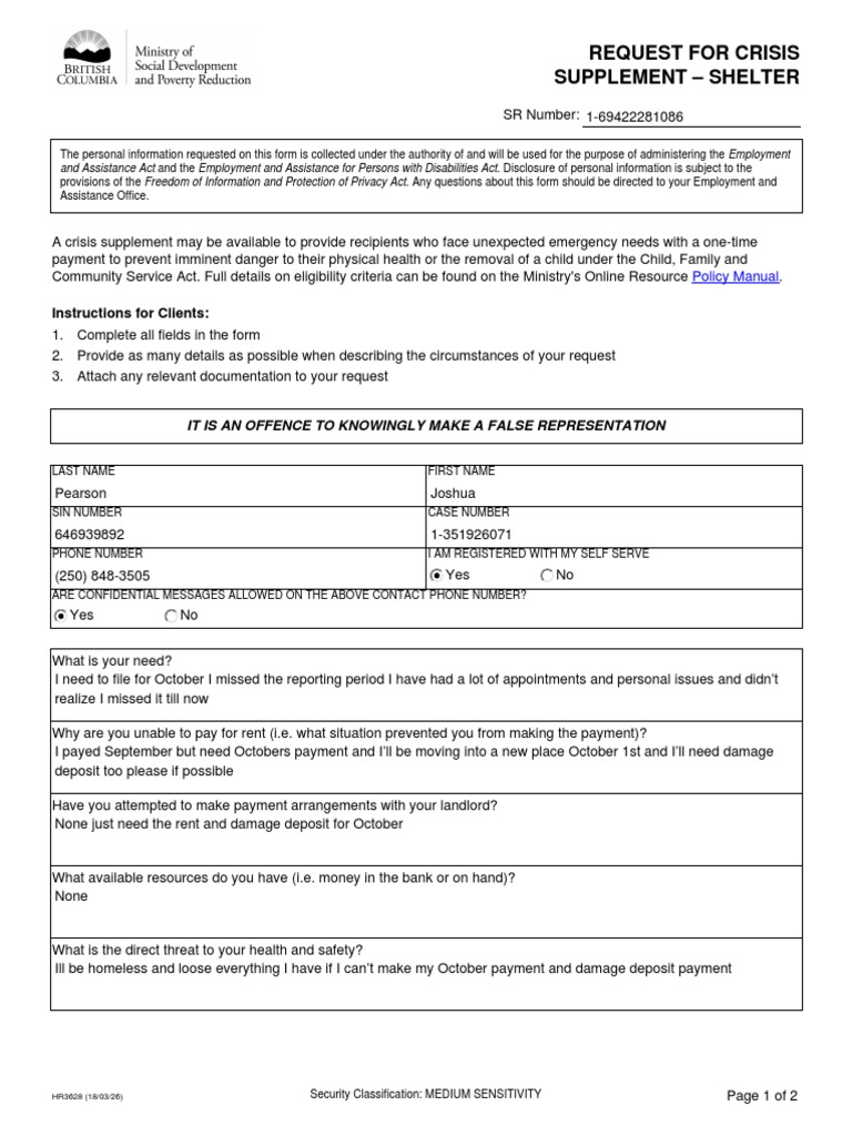 Crisis Supplement Request Form for Shelter | PDF