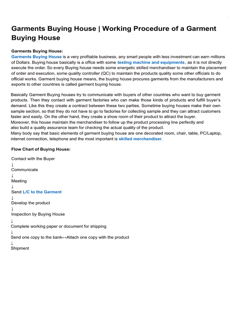Garment Buying House: Overview & Process | PDF | Procurement | Clothing