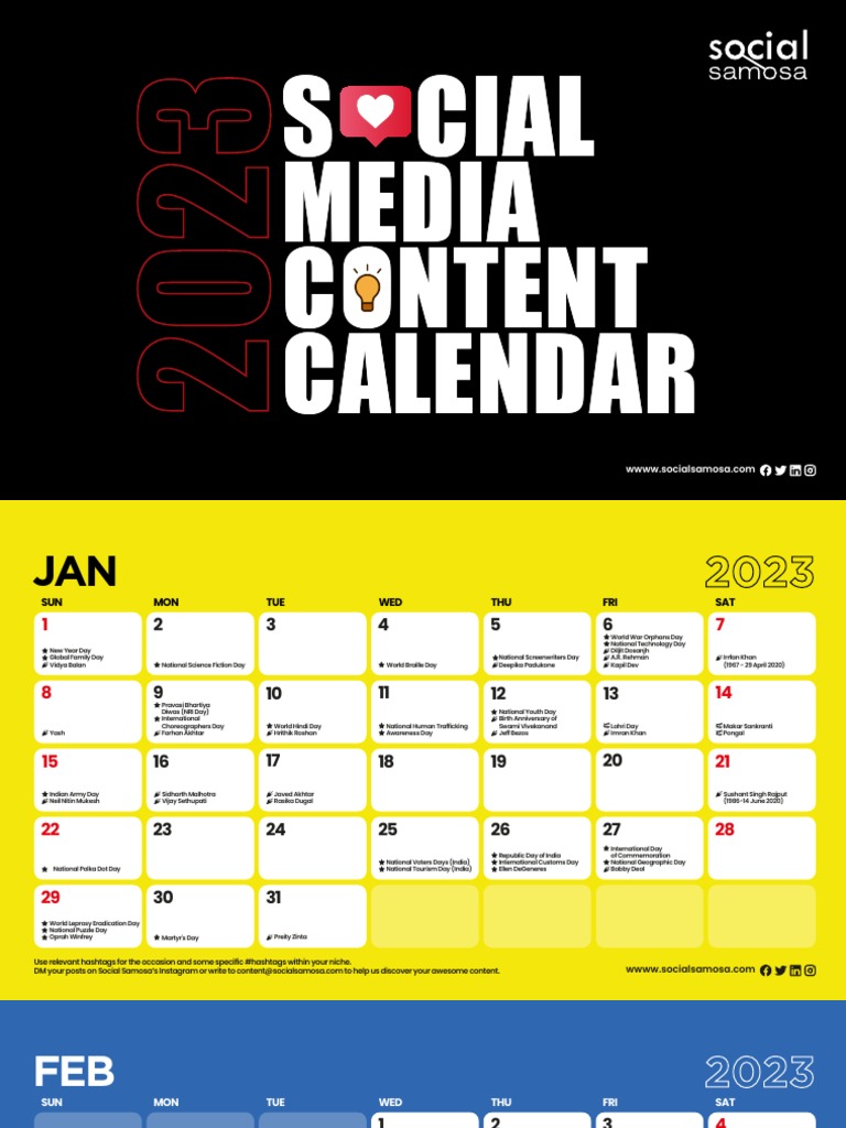 Social Samosa Social Media Calendar 2023 1 PDF Cinema Of India