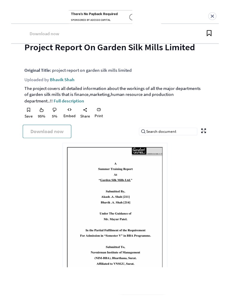 Project Report On Garden Silk Mills Limited _ PDF _ Sales _ Promotion
