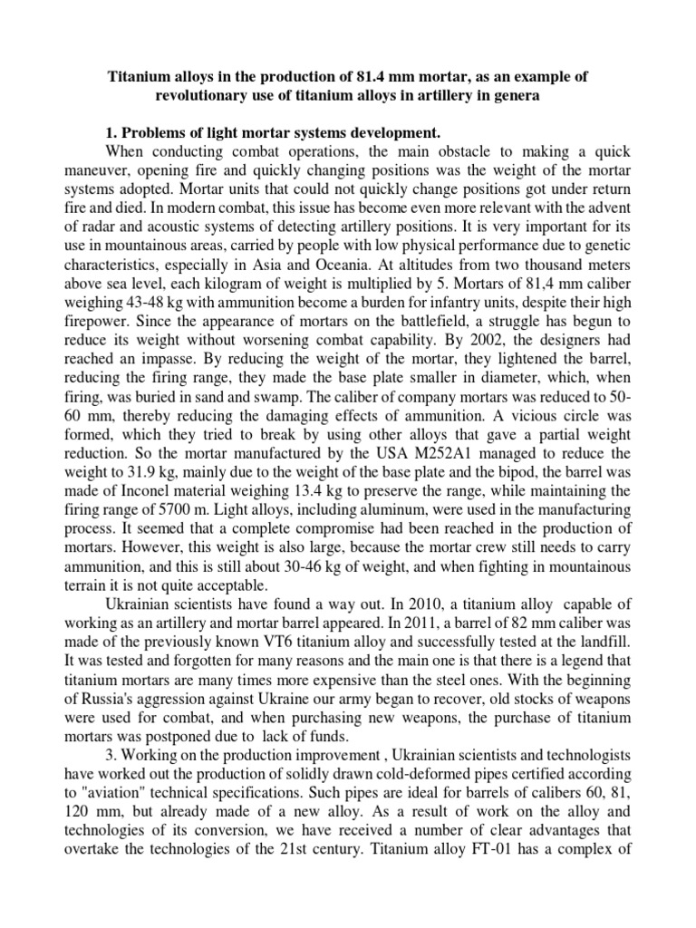 Titanium Alloys Revolutionize Mortar Design | PDF | Mortar (Weapon ...