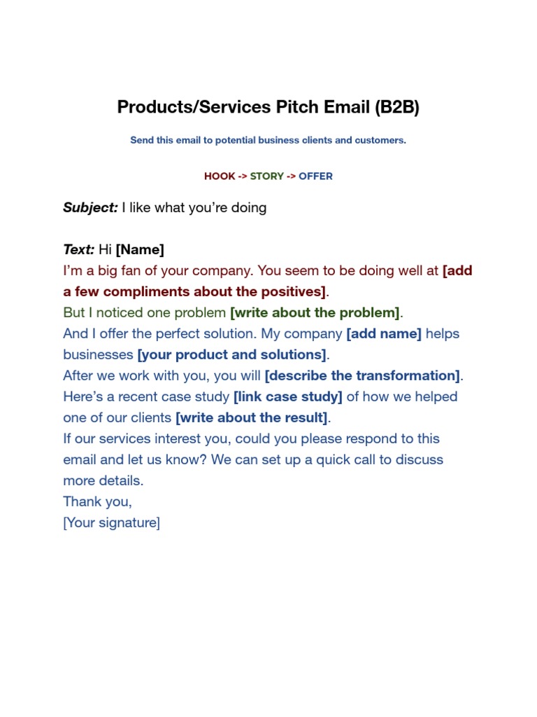 Products Services+Pitch+Email PDF