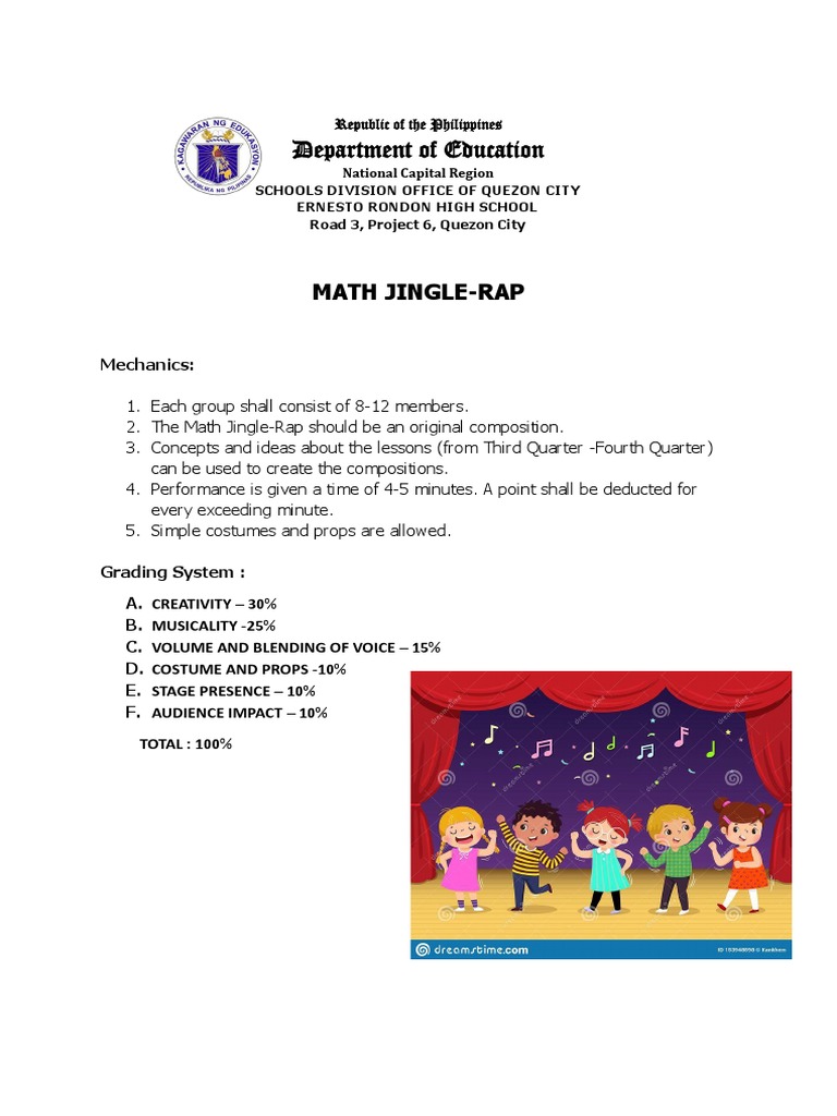 Math Jingle-Rap Competition Guidelines | PDF