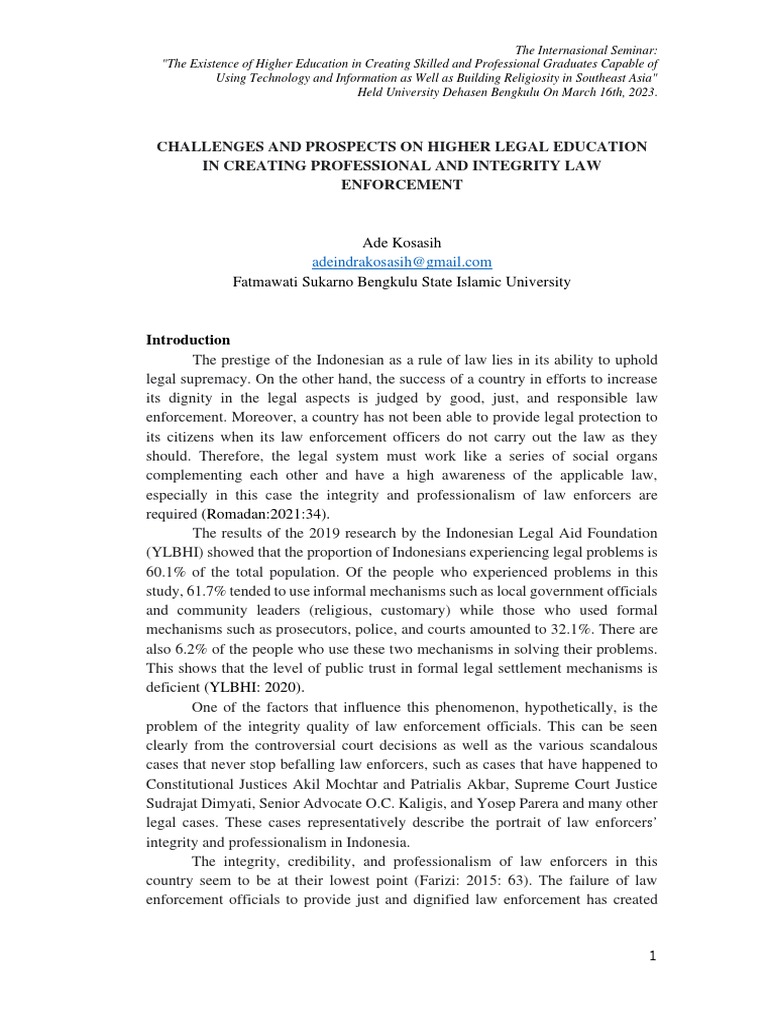 Challenges and Prospects On Higher Legal Education in Creating