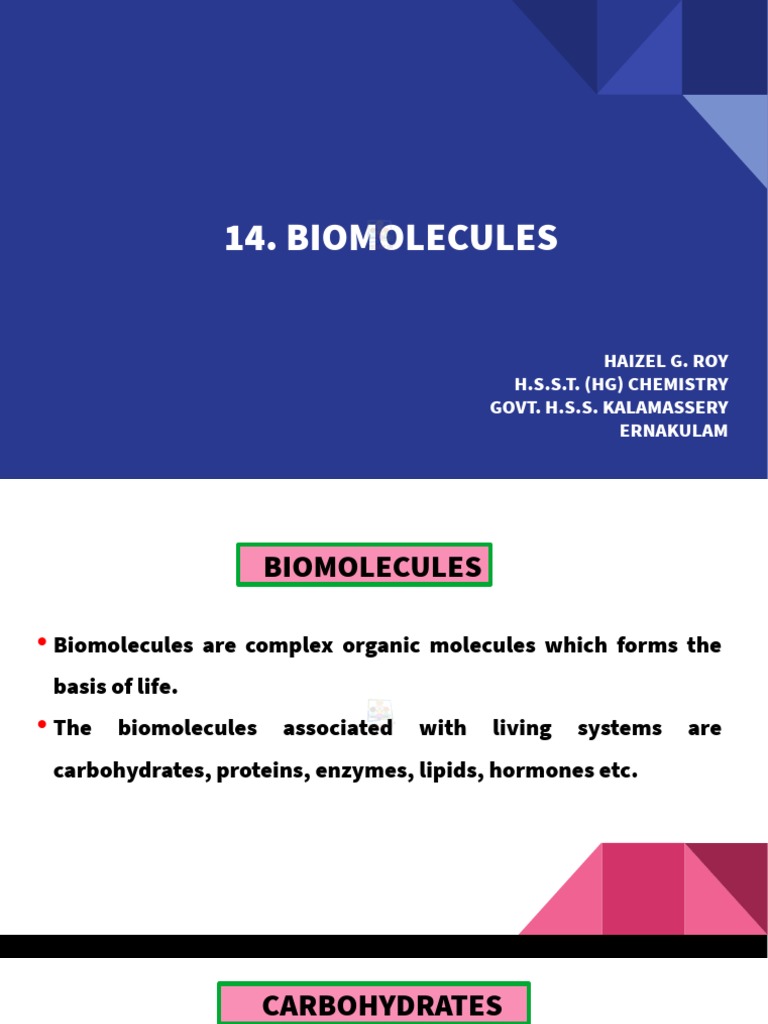 Hsslive Xii Chem Slide CH 14. Biomolecules PDF Carbohydrates