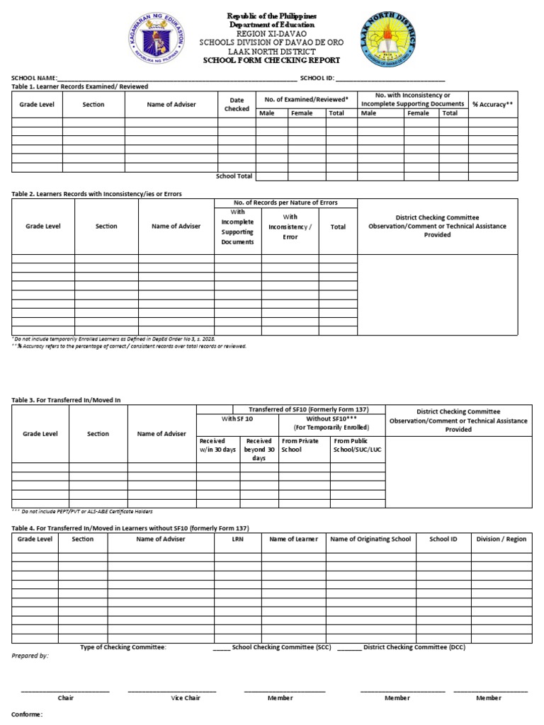 LAAK NORTH District School Forms Checking Report.23 PDF