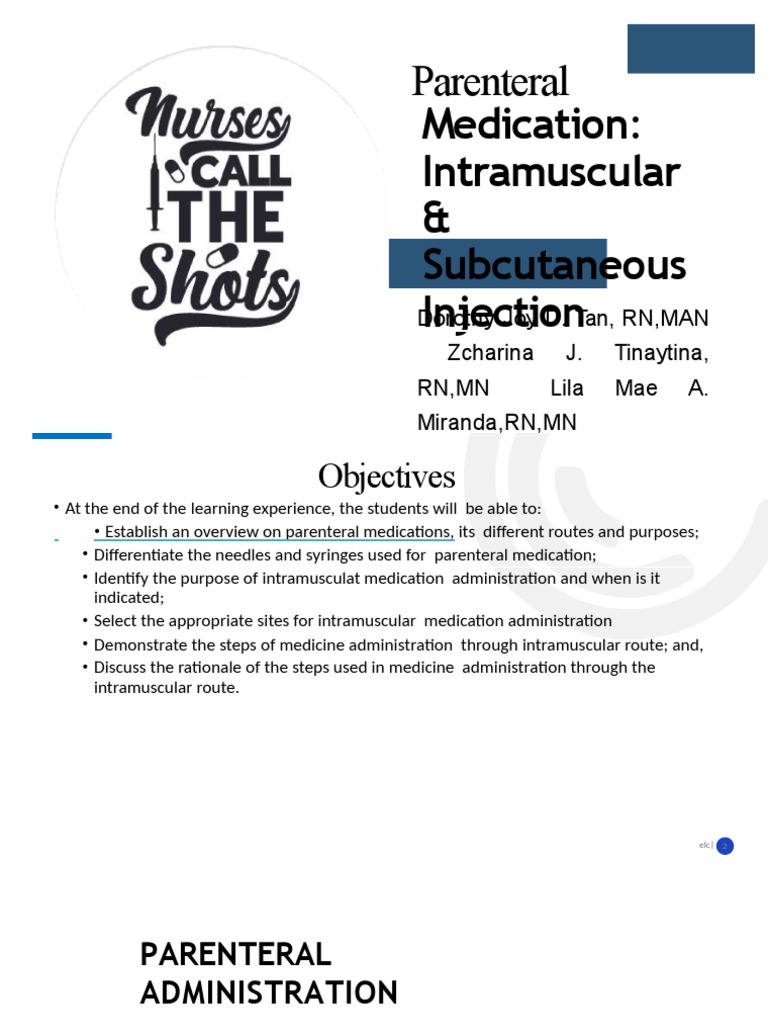 Parenteral Medication Administration Guide | PDF | Injection (Medicine ...