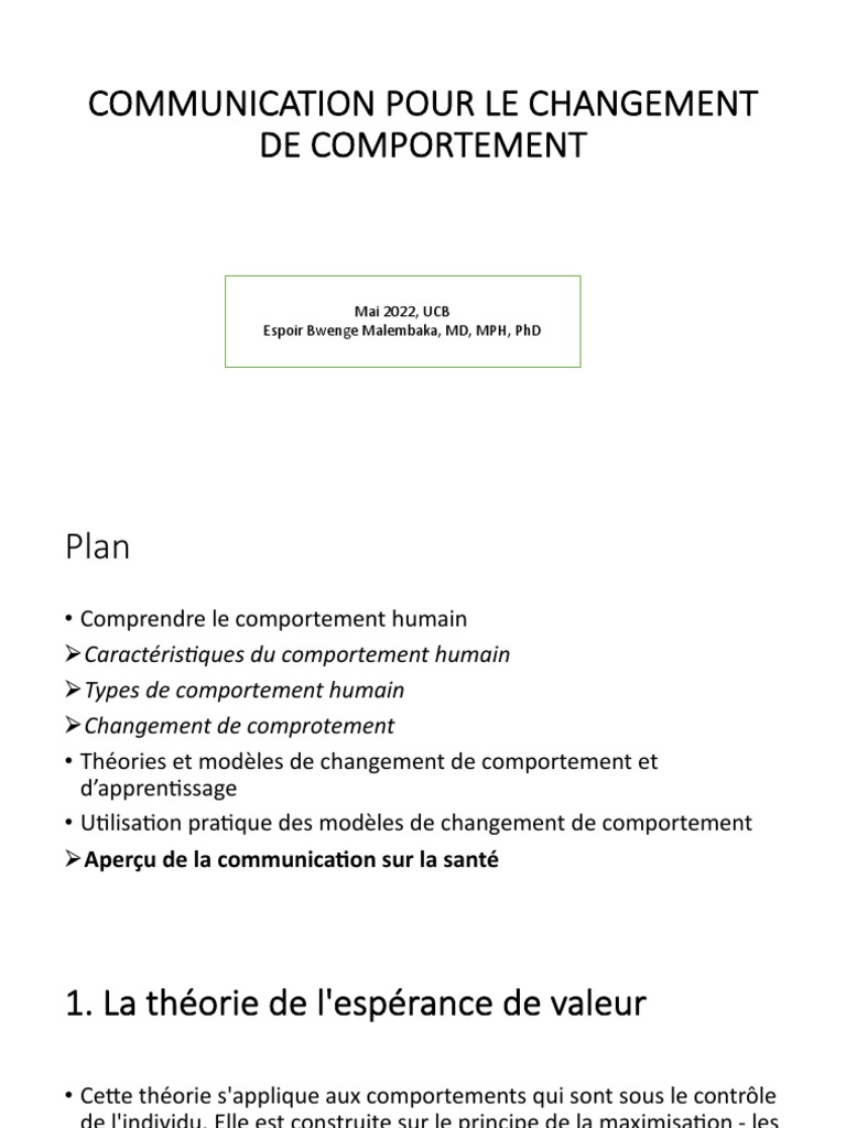 Stratégies de communication pour le changement de comportement | PDF ...