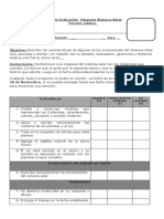 Pauta de Evaluacion Del Sistema Solar