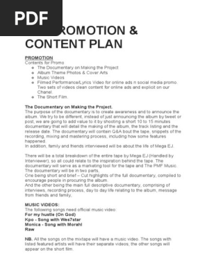 E.P PROMOTION CONTENT PLAN