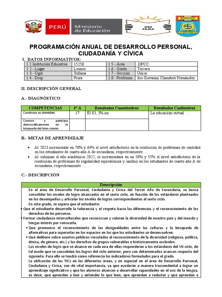 3° Programación Anual de Desarrollo Personal | PDF | Derechos humanos