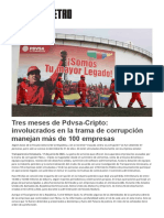 Tres Meses de Pdvsa-Cripto - Involucrados en La Trama de Corrupción Manejan Más de 100 Empresas - Corruptómetro