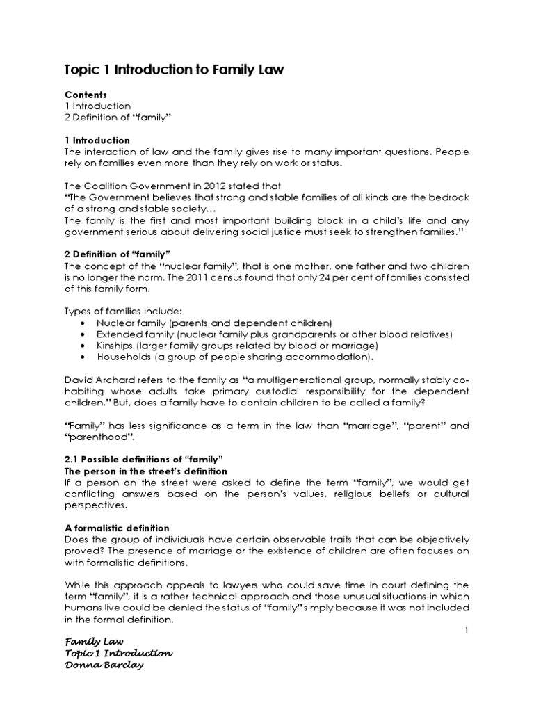 Topic 1 Intro & What is Family Law PDF