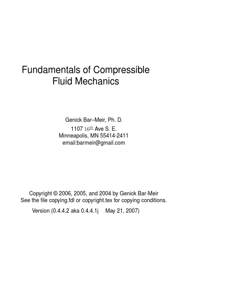 Fundamentals of Compressible Fluid Mechanics By Genick Bar | PDF | Mach ...