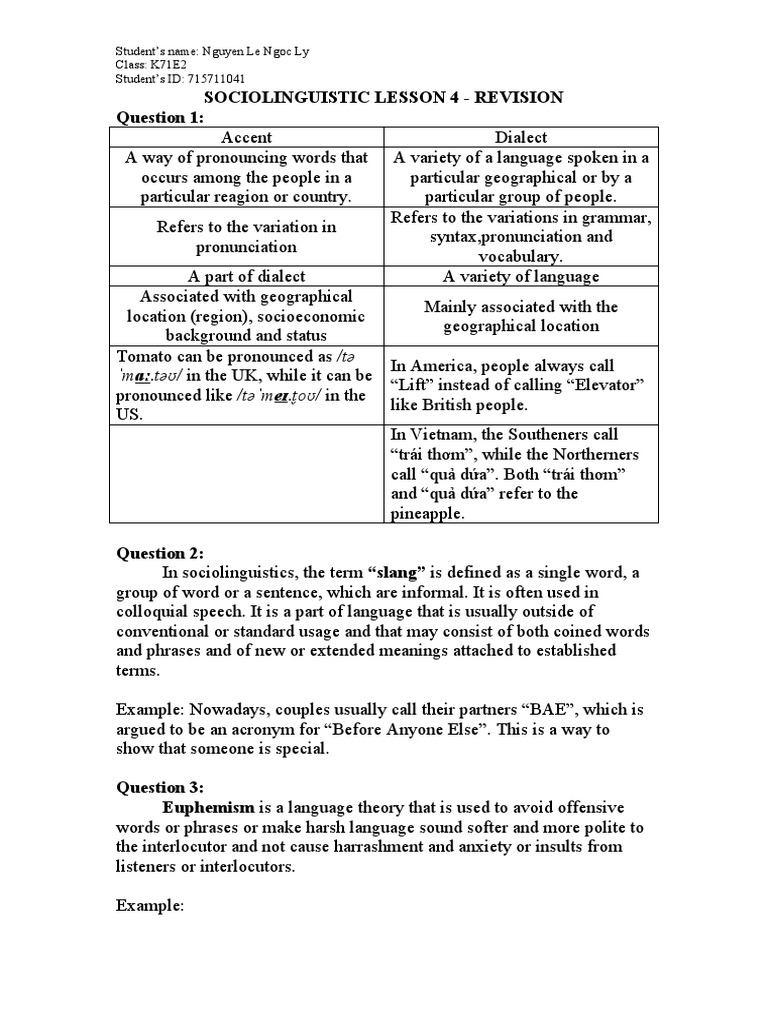 Sociolinguistic Lesson 4 | PDF | Dialect | Sociolinguistics