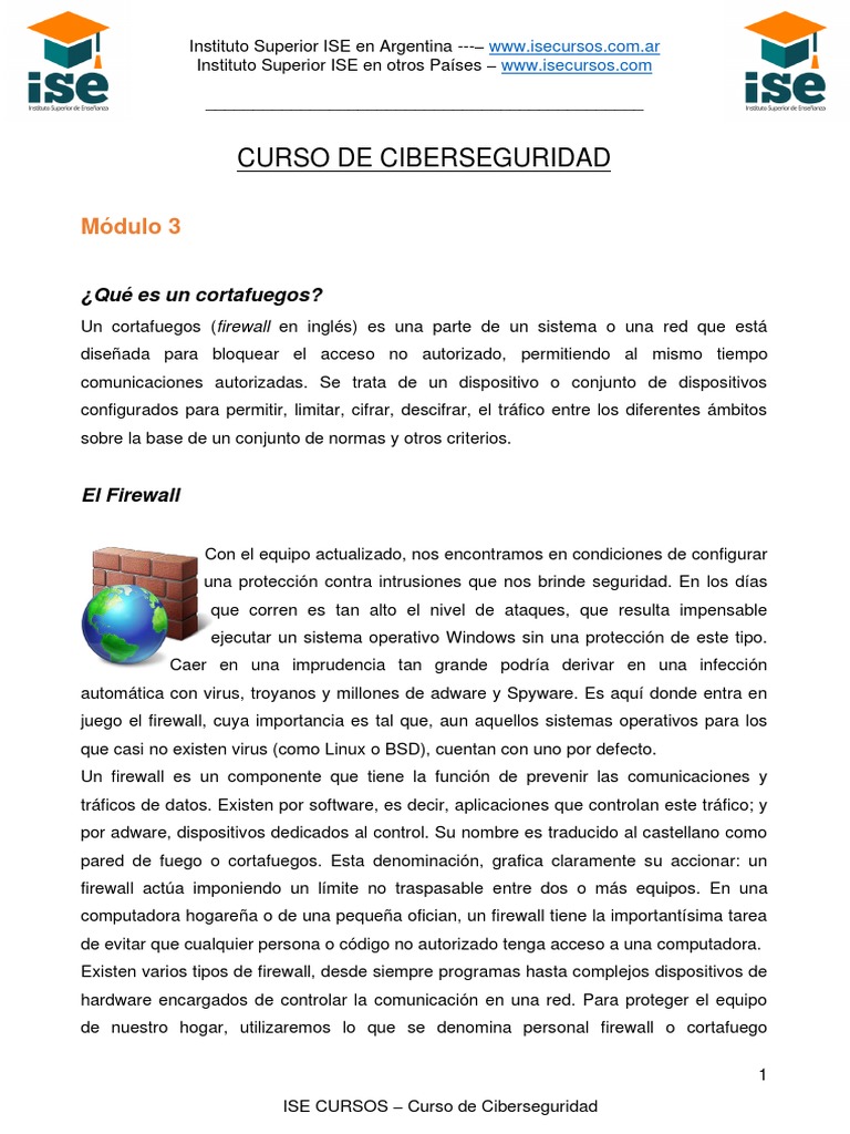Modulo 3 Ciberseguridad Pdf Cortafuegos Informática Tecnología