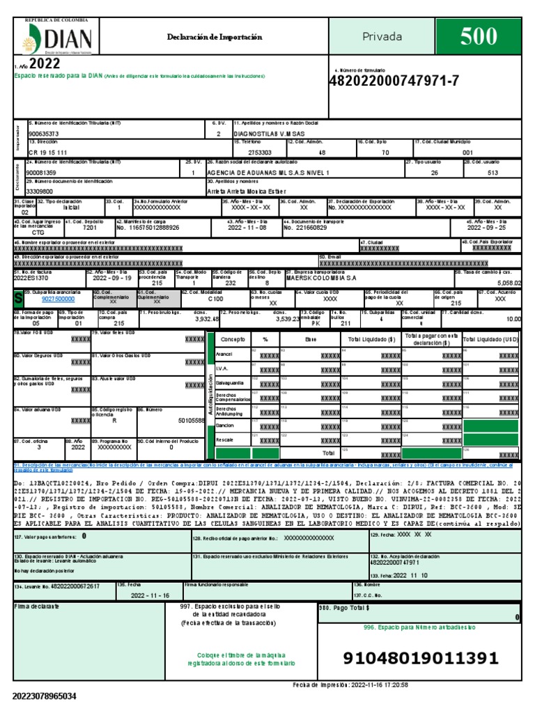Declaracion De Importacion Dirui Pdf Importaciones Política Comercial