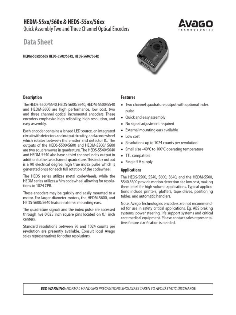 Optical Incremental Encoder Data Sheet | PDF | Screw | Electric Motor
