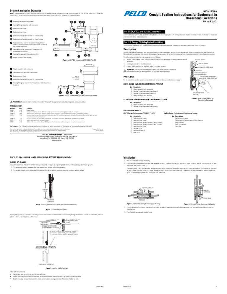 Conduit Sealing Instructions For Equipment in Hazardous Locations PDF