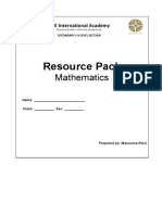 Math Resource Pack For Grade 6