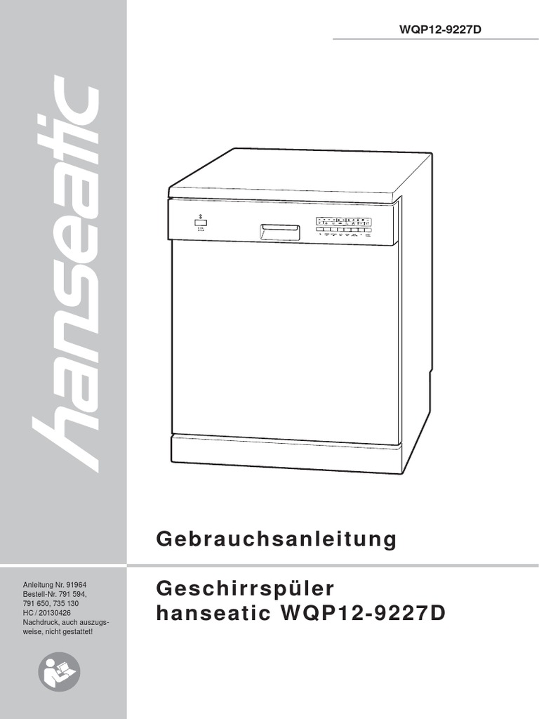 Hanseatic WQP129227D Dishwasher PDF