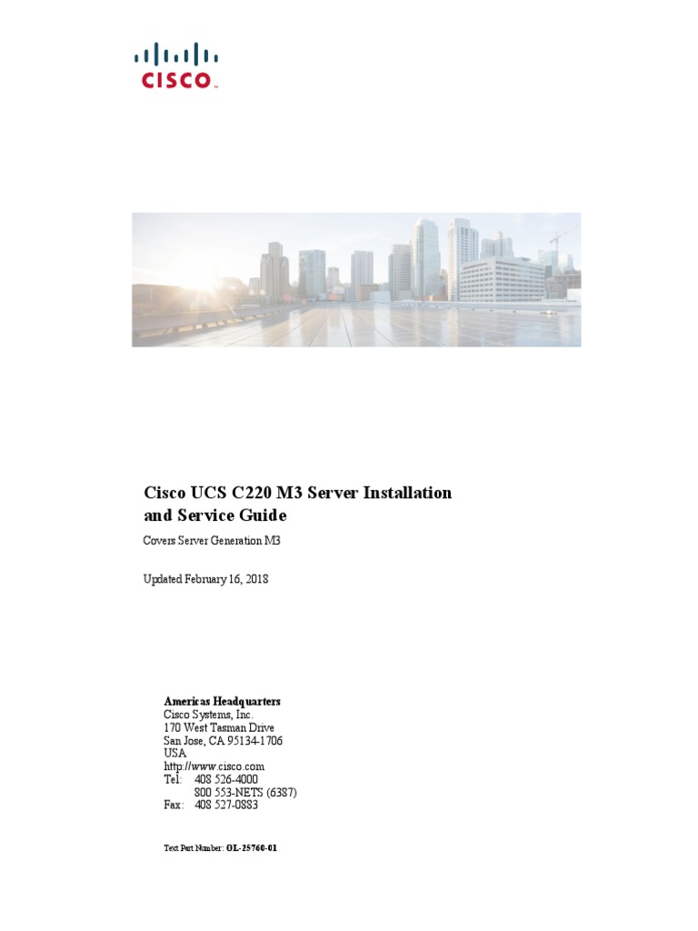 Cisco UCS C220 M3 Server Installation and Service Guide PDF Cisco