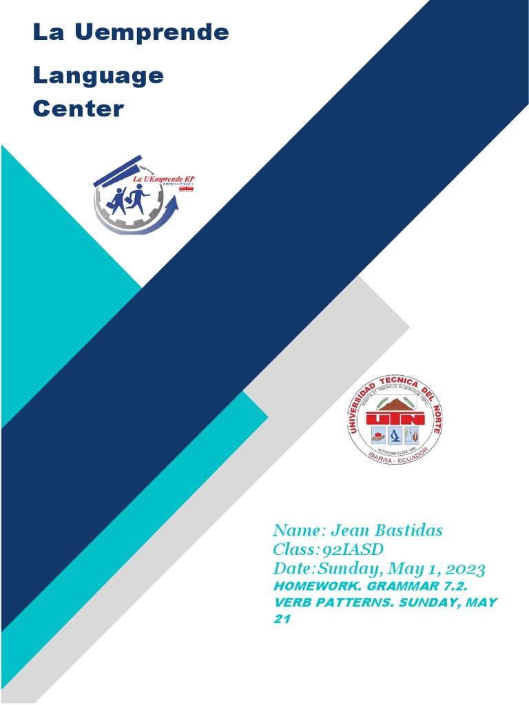 Homework Grammar 7 2 Verb Patterns Sunday May 21 Pdf