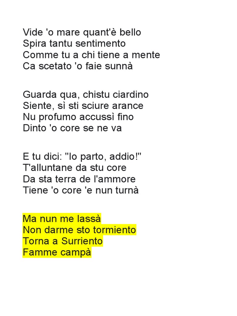 Torna A Surriento | PDF