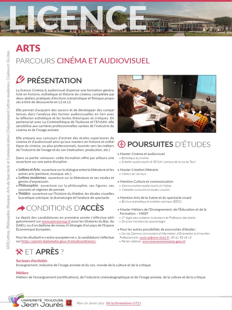 Catalogue Licence 20212025 Cinema Et Audiovisuel PDF